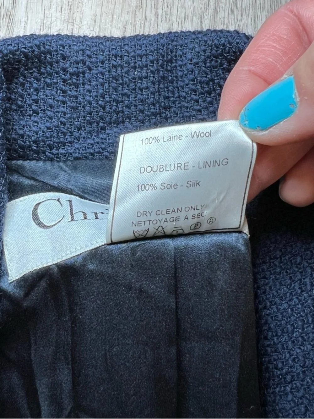 Christian Dior Boutique Navy Textured Blazer Jacket Size 8